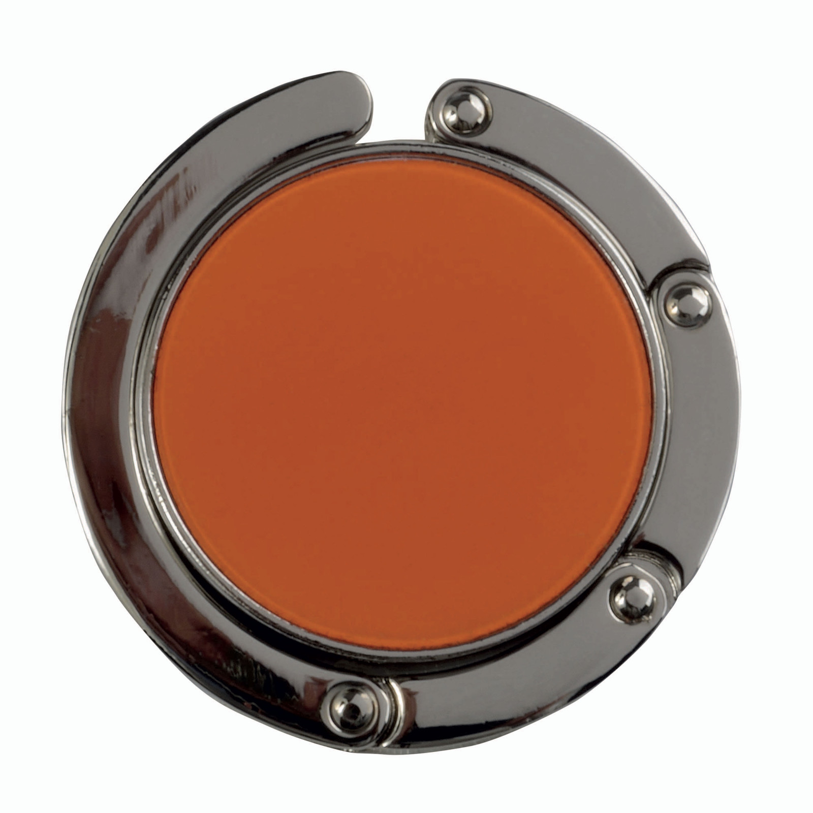 Gancio appendiborsa tondo in metallo, richiudibile con chiusura rafforzata da due magneti