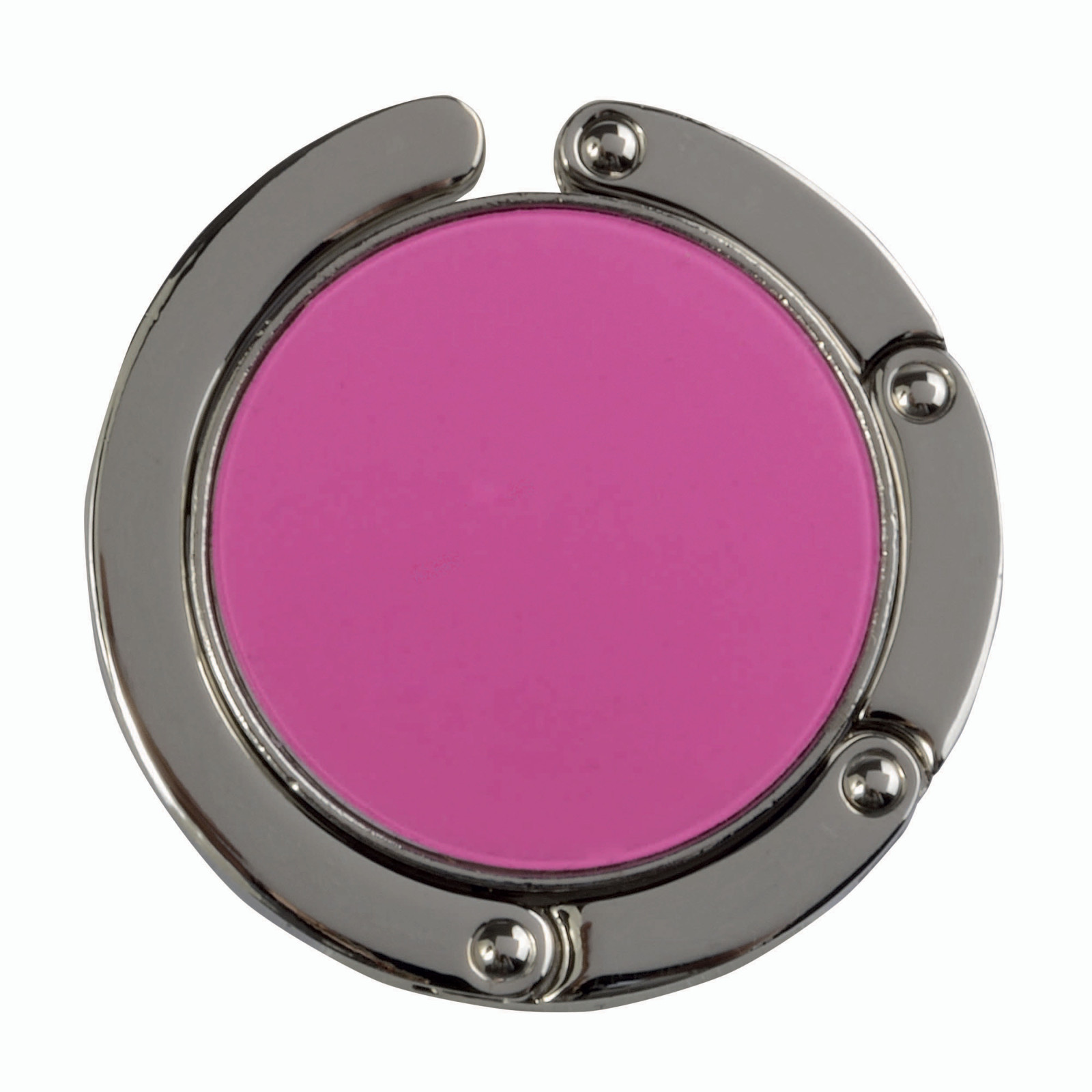 Gancio appendiborsa tondo in metallo, richiudibile con chiusura rafforzata da due magneti