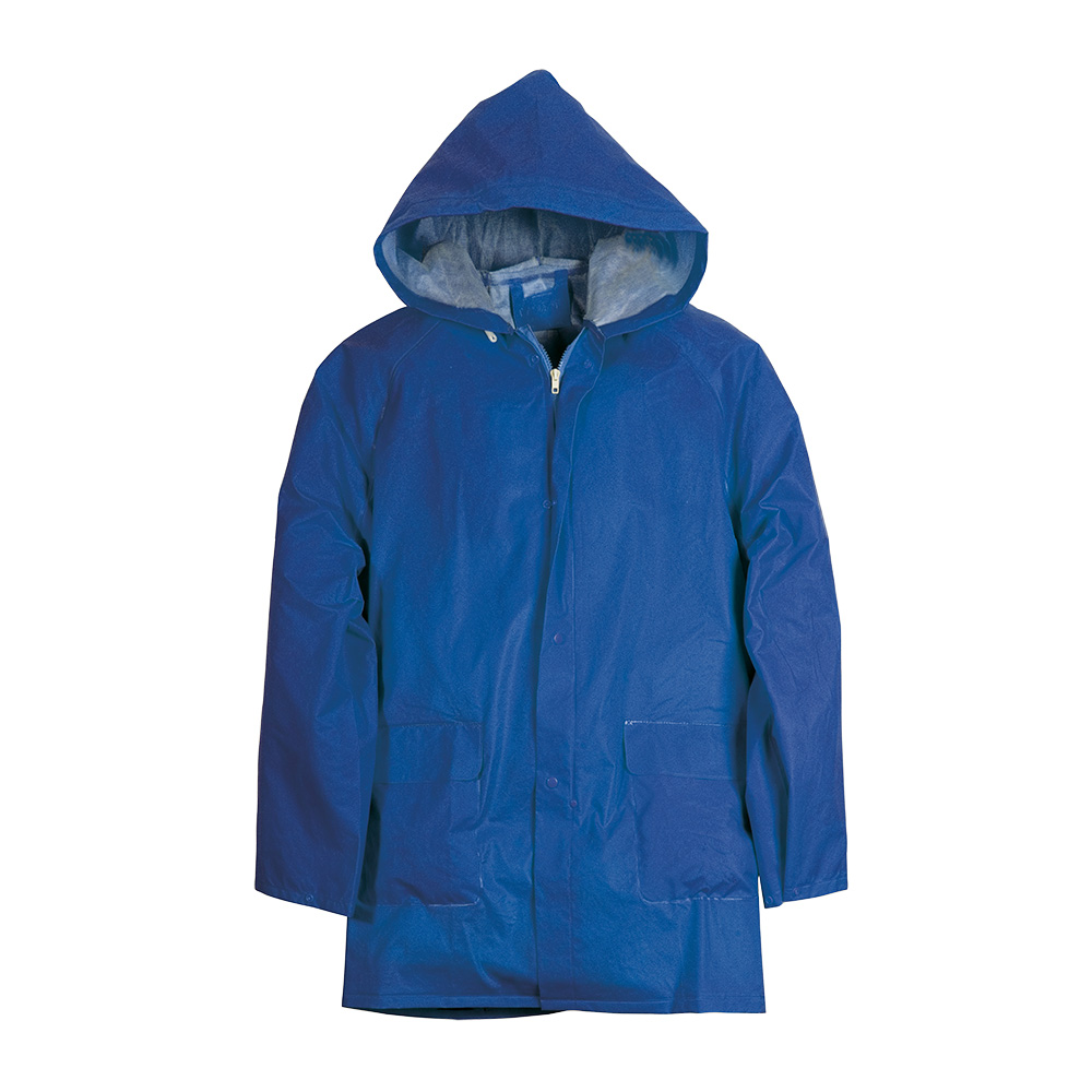 Poncho in PVC pesante foderato con rete, zip intera e cappuccio