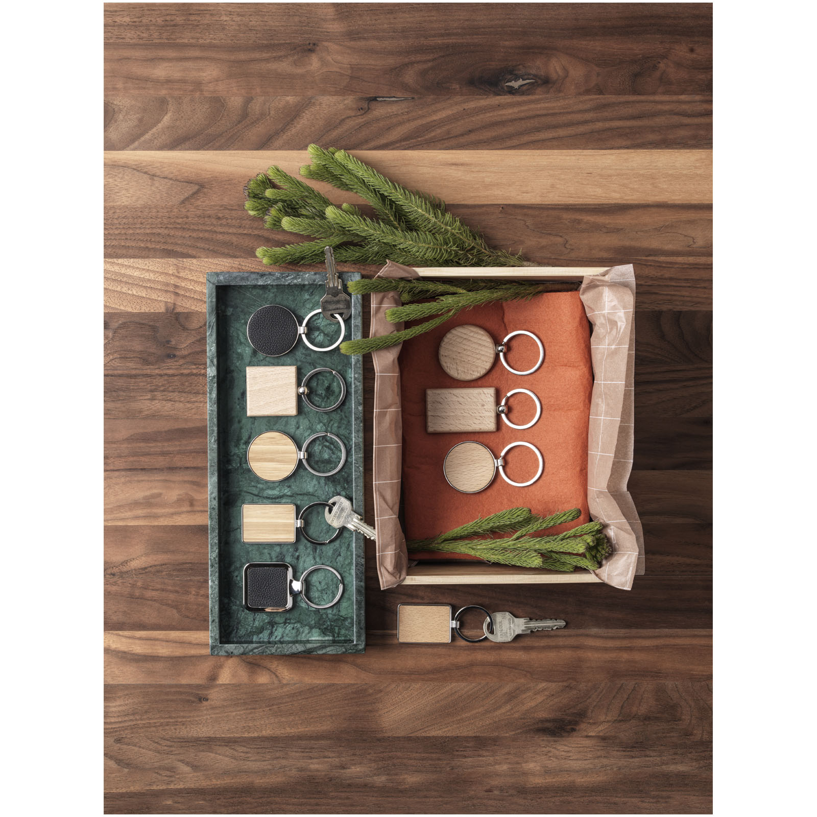 Portachiavi rotondo Moreno in legno di faggio