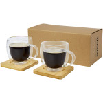Set di 2 tazze in vetro a doppia parete da 250 ml con sottob...