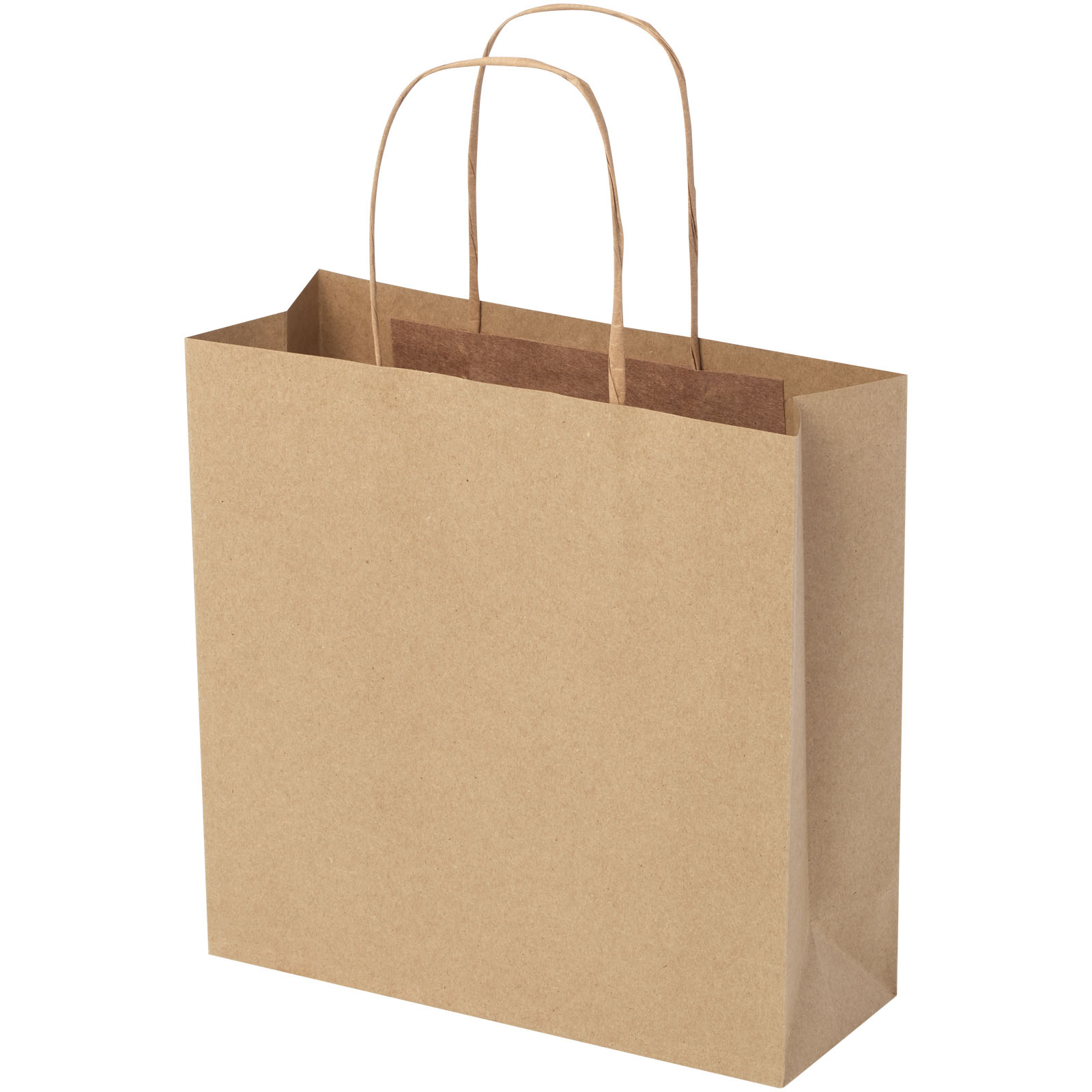 Shopper in carta kraft da 120g/m2 con manici intrecciati - piccolo