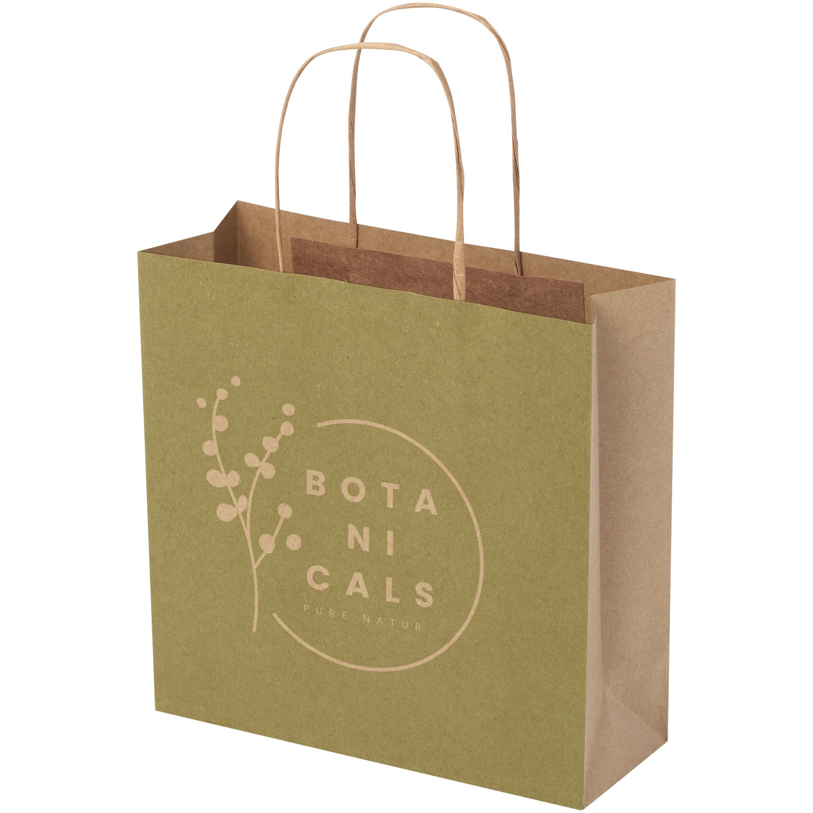 Shopper in carta kraft da 120g/m2 con manici intrecciati - piccolo