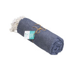 Telo mare/pareo  in cotone riciclato  da 180 gr/m2 con frang...