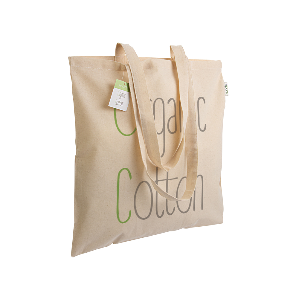 Shopper in cotone biologico 140 g/m2, manici lunghi