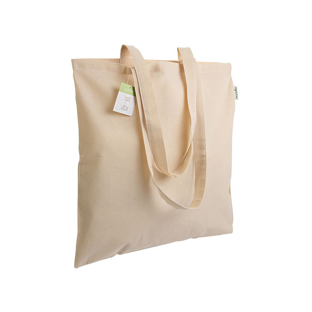 Shopper in cotone biologico 140 g/m2, manici lunghi